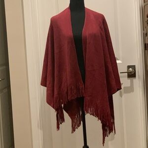 Maroon sweater/shawl wrap. Would be great for an office that might get cool.
